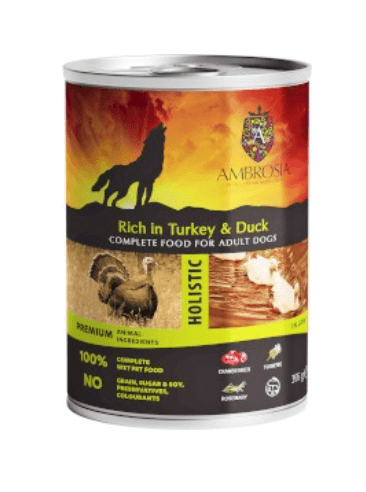 Karma dla psa AMBROSIA pasztet indyk kaczka żurawina 395g