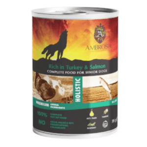 Karma dla psa AMBROSIA senior pasztet indyk łosoś gruszka 395g