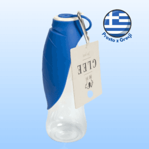 Butelka podróżna dla psa GLEE z miską niebieska 600ml