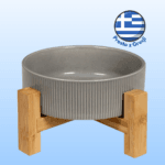 Miska ceramiczna GLEE na podstawce z bambusa szara S 400ml
