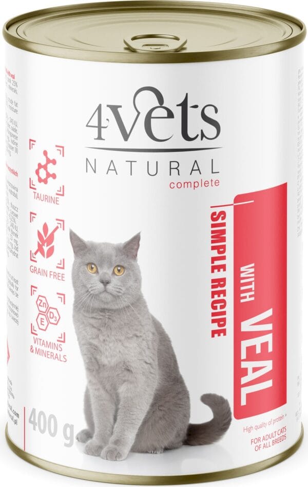 Karma dla kota 4VETS cielęcina 400g