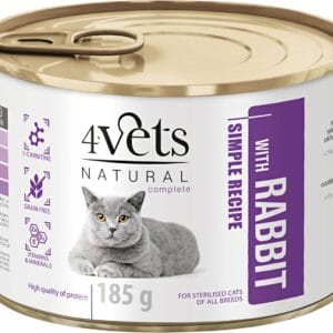 Karma dla kota 4VETS sterylizacja królik 185g