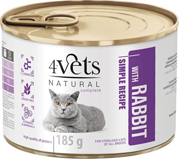 Karma dla kota 4VETS sterylizacja królik 185g Karma dla kota 4VETS sterylizacja królik 185g