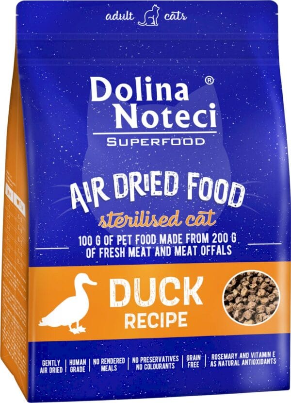 Karma dla kota DOLINA NOTECI superfood sterylizacja suszona kaczka 1kg