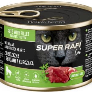 Karma dla kota SUPER RAFI dziczyzna serca kurczaka 185g