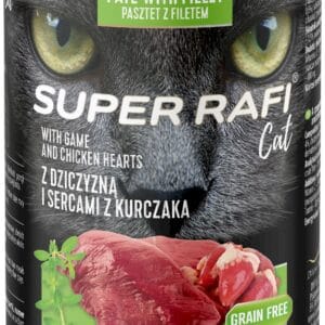Karma dla kota SUPER RAFI dziczyzna serca kurczaka 400g