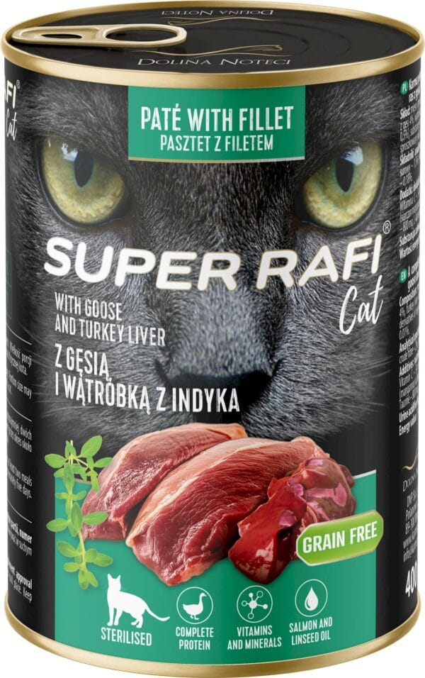Karma dla kota SUPER RAFI gęś wątróbka z indyka 400g Karma dla kota SUPER RAFI gęś wątróbka z indyka 400g