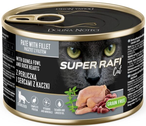 Karma dla kota SUPER RAFI perliczka serca kaczki 185g