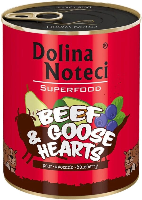 Karma dla psa DOLINA NOTECI superfood wołowina serca gęsi 800g