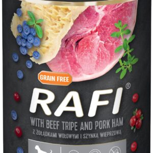 Karma dla psa RAFI żołądki wołowe szynka 800g