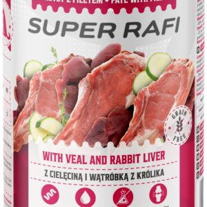 Karma dla psa SUPER RAFI cielęcina wątróbka królika 400g