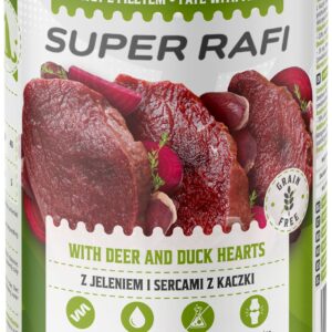 Karma dla psa SUPER RAFI jeleń serca kaczki 400g