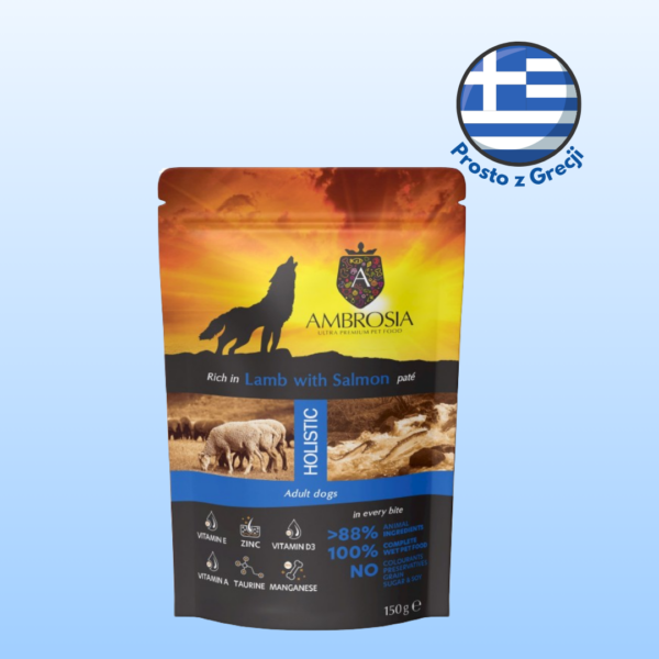 Karma dla psa AMBROSIA pasztet jagnięcina łosoś 150g