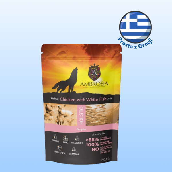 Karma dla psa AMBROSIA pasztet puppy kurczak białoryby 150g