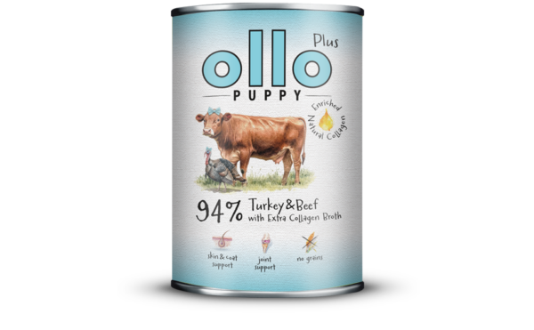 Karma dla psa OLLO Plus Puppy Kolagen indyk wołowina 400g