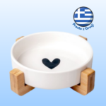 Miska ceramiczna dla kota GLEE na podstawce z bambusa 300ml