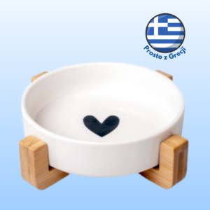 Miska ceramiczna dla kota GLEE na podstawce z bambusa 300ml