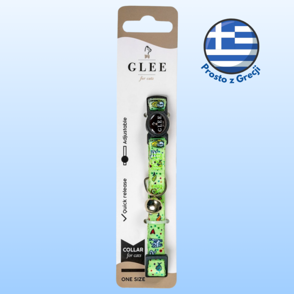 Obroża dla kota GLEE z dzwonkiem Green Fish 30cm