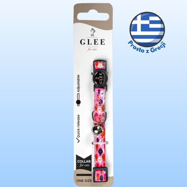 Obroża dla kota GLEE z dzwonkiem Pink Fish 30cm