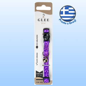 Obroża dla kota GLEE z dzwonkiem Purple Fishbone 30cm