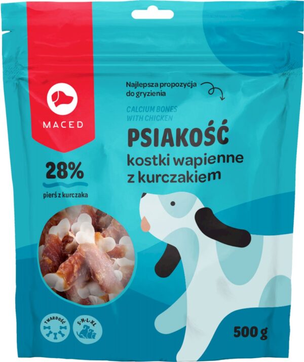 Przysmaki dla psa MACED kostki wapienne kurczak 500g Przysmaki dla psa MACED kostki wapienne kurczak 500g