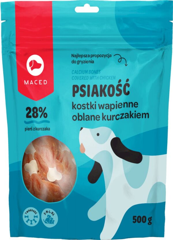 Przysmaki dla psa MACED kostki wapienne oblane kurczakiem 500g
