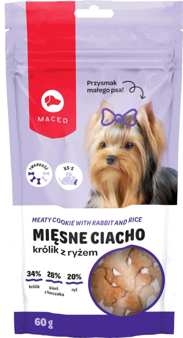 Przysmaki dla psa MACED mini mięsne ciacho królik ryż 60g Przysmaki dla psa MACED mini mięsne ciacho królik ryż 60g