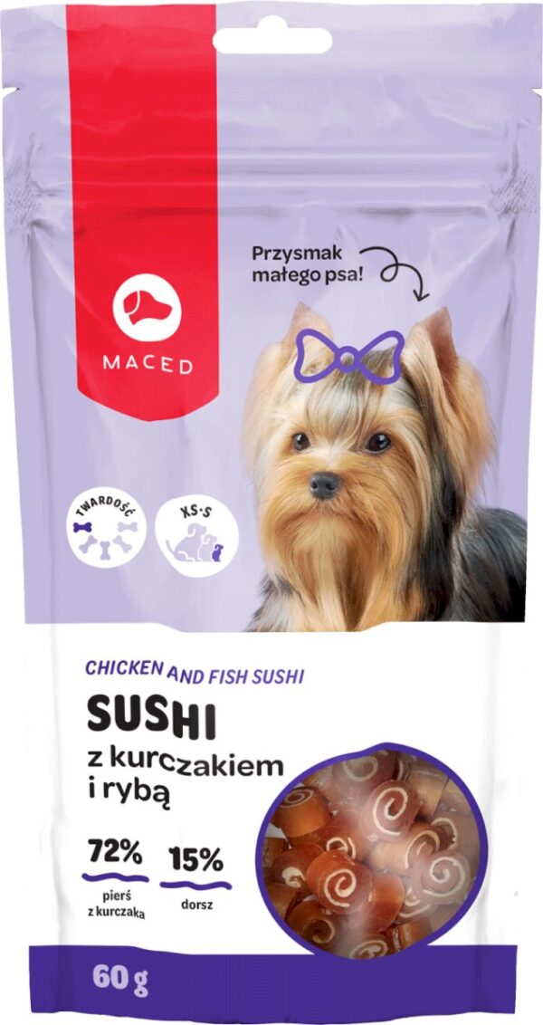 Przysmaki dla psa MACED mini sushi kurczak ryba 60g