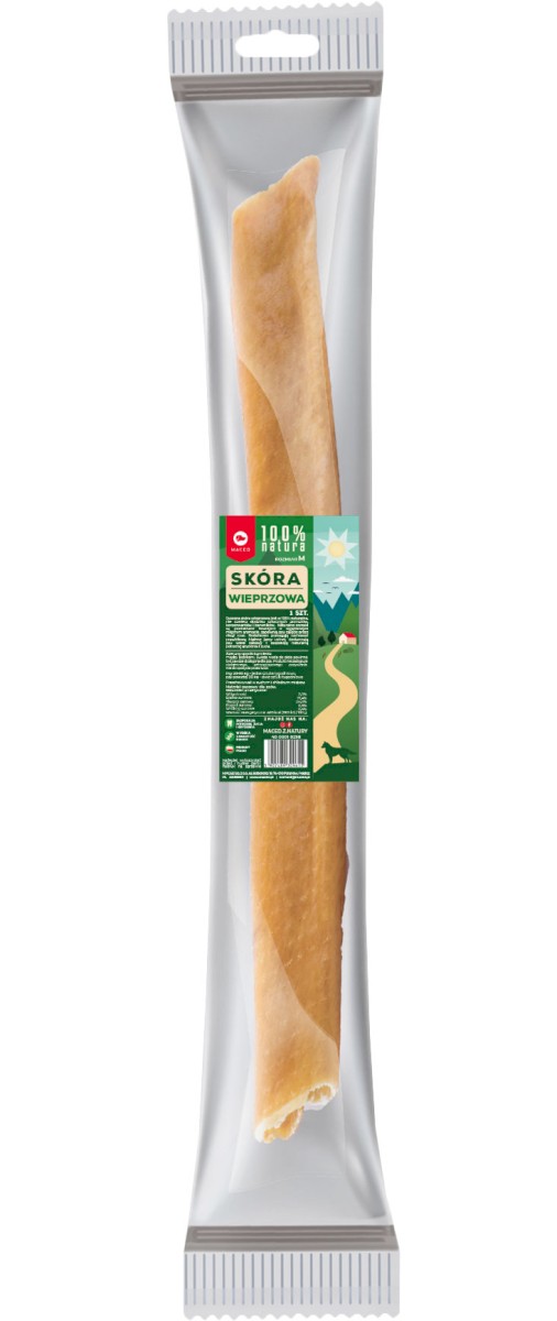 Przysmaki dla psa MACED naturalna skóra wieprzowa M 24cm Przysmaki dla psa MACED naturalna skóra wieprzowa M 24cm