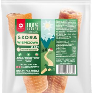 Przysmaki dla psa MACED naturalna skóra wieprzowa S 12cm 2 szt