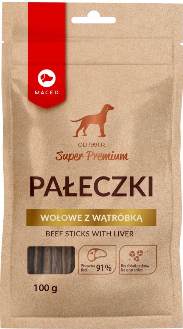 Przysmaki dla psa MACED pałeczki wołowe z wątróbką 100g
