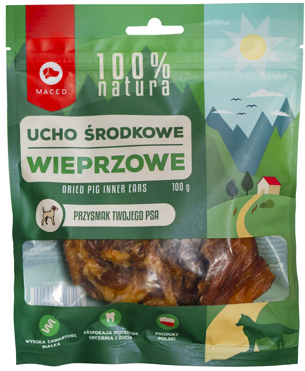 Przysmaki dla psa MACED ucho środkowe wieprzowe 100g