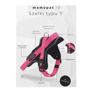 Szelki dla psa MY FAMILY Memopet ID + identyfikator "Y" S
