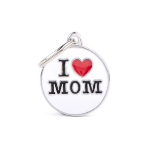 Zawieszka MY FAMILY charms krążek i love mom + grawer gratis